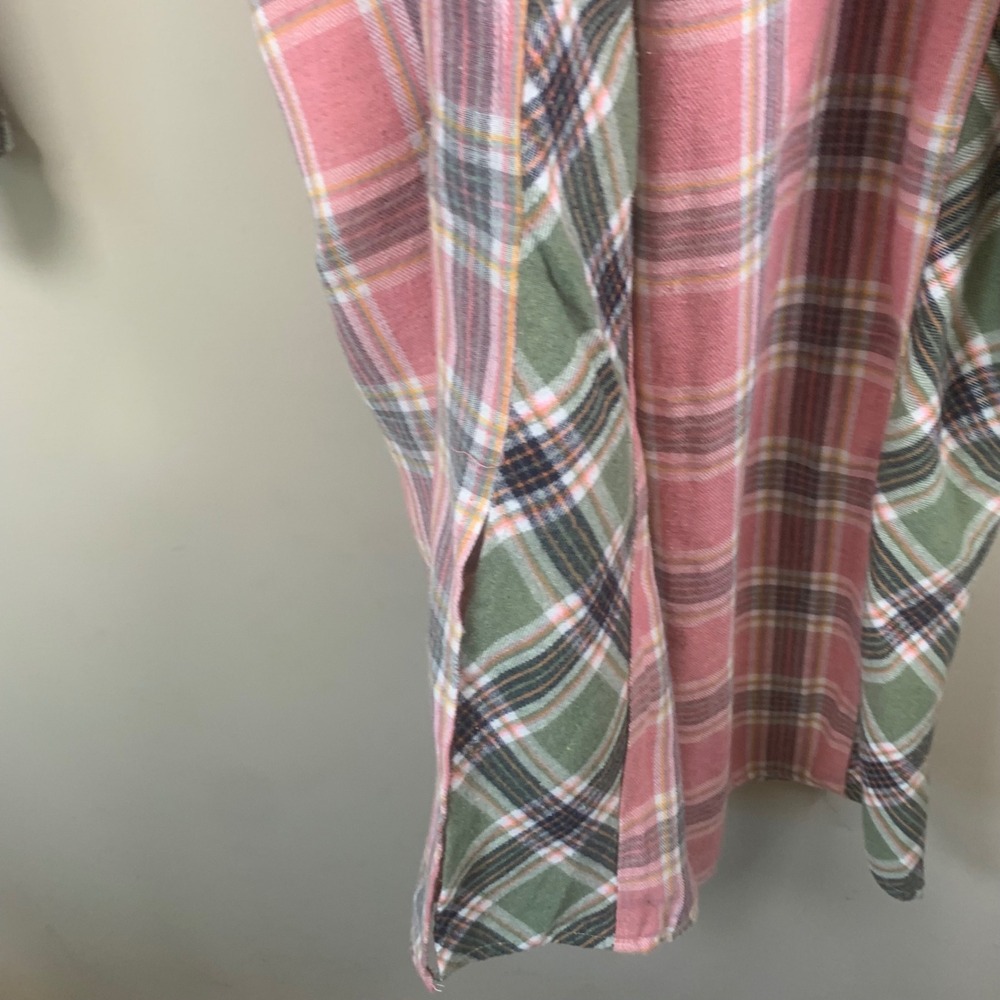 Oli and Hali Mixed Plaid Real World Duster Long Flannel Button Down Size Medium - Picture 10 of 11